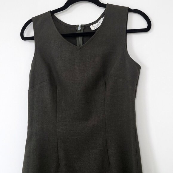 Vintage CDC Caren Desiree Dark Olive Green Sleeveless Sheath Dress Size 6 - Picture 4 of 8